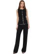 Boatneck Vest With Faux Leather