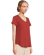 V-neck Short Sleeve Tee With Curved Hem