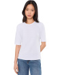 Cross Hatch Stretch Jersey Crew Neck Elbow Sleeve Top