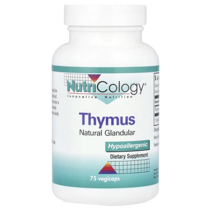 Nutricology, тимус, 0,5 г, 75 растительных капсул