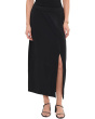 Stretch Jersey Knit Full Length Straight Skirt With Slit