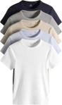 THE SET Damen t gerippte Kurzarm-T-Shirts, 5er-Pack