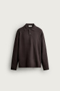 Zara РУБАШКА-ПОЛО ИЗ МЯГКОЙ ТРИКОТАЖНОЙ ТКАНИ коричневого цвета