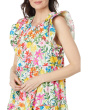 Cotton Poplin Floral Print Ruffle Sleeve Dress