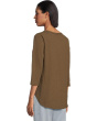 3/4 Sleeve V-Neck Tee with Curved Hem