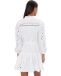 Long Sleeve Button-Down Eyelet Shirt Dress