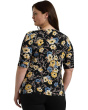 Plus Size Floral Stretch Cotton Boatneck Tee