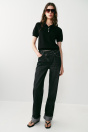 Zara ДЖИНСЫ Z1975 ПРЯМЫЕ С ЗАВЫШЕННОЙ ТАЛИЕЙ И ОТЛОЖНОЙ ЗАСТЕЖКОЙ черного цвета