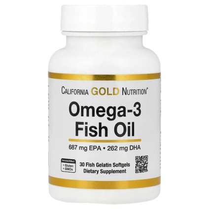 California Gold Nutrition, рыбий жир с омега-3, 30 капсул из рыбьего желатина (1250 мг в 1 капсуле)