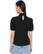 Short Sleeve Tie Neck Bow Knit Top