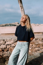 Zara Синие ДЖИНСЫ TRF С ПОЯСОМ, ДЕКОРАТИВНЫМИ СКЛАДКАМИ И ПОЯСОМ СРЕДНЕЙ ВЫСОТЫ