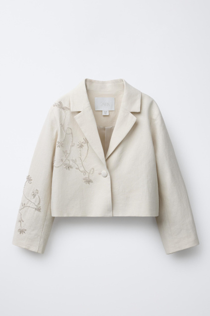 Zara БЛЕЙЗЕР ИЗ ЛЬНА И БИСЕРА 539505572-052-7