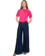 Short Sleeve Tie Neck Bow Knit Top