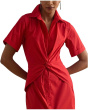 Twist-Front Cotton-Blend Shirtdress