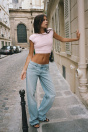 Zara Светло-голубые ДЖИНСЫ TRF С ШИРОКИМИ ШТАНИНАМИ И ЗАНИЖЕННОЙ ТАЛИЕЙ