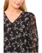 Long Sleeve Smocked Cuff Clip Dot Top