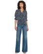 Elbow Sleeve Split-Neck Blouse