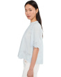 Embroidered Pintuck High-Neck Top