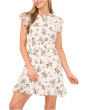Smocked Waist Flutter Sleeve Mini Dress