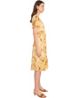 Sleeve Short Floral Self Tie Dress