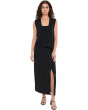 Stretch Jersey Knit Full Length Straight Skirt With Slit