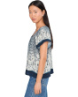 Short Sleeve Woven Top With Front Tie Detail