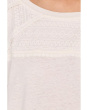 Short Sleeve Dolman Boat Neck Knit Top With Lace