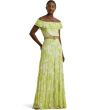 Floral Georgette Off-The-Shoulder Gown