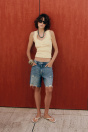 Zara Z1975 ДЖИНСОВЫЕ ШОРТЫ-БЕРМУДЫ С РАЗРЫВАМИ средне-синего цвета