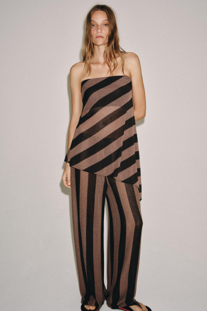 Zara БРЮКИ В ПОЛОСКУ ИЗ ПЛОТНОЙ ТКАНИ 526809366-700-2