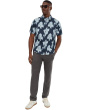 Blurred Roses Short Sleeve French Placket Shirt