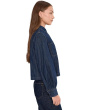 Long Sleeve Sculptural Sleeve Top In Rinse Wash