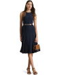 Faux-Leather-Trim Georgette Dress