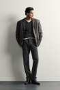 Zara джинсы slim-fit прямого кроя с заниженной талией серого цвета