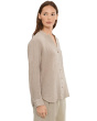 Puckered Organic Linen Stripe Mandarin Collar Shirt