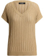 Petite Cotton-Blend Mesh Short Sleeve Sweater