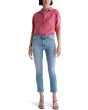 Mari Mid-Rise Slim Straight Crop Jeans in Marina Blue