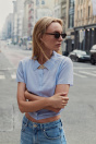 Zara Светло-голубой КАРДИГАН С КОРОТКИМИ РУКАВАМИ