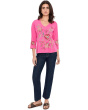 3/4 Sleeve Trapunto V-Neck Tee