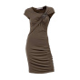 Designer-Kleid m. Brosche, taupe