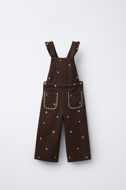 Zara ДЛИННЫЙ комбинезон С ЦВЕТОЧНОЙ ВЫШИВКОЙ 499958221-700-18