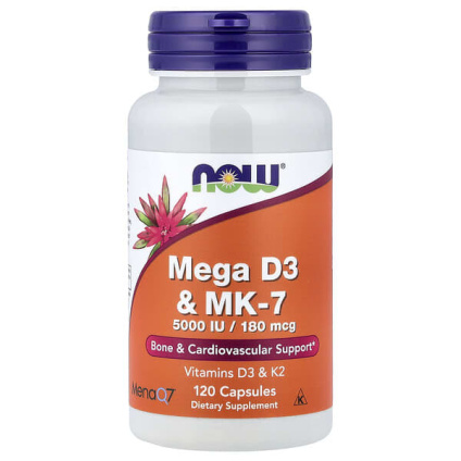 NOW Foods, Mega D3 и MK-7, 120 капсул