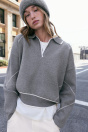 Zara СВИТЕР-ПОЛО ИЗ ТРИКОТАЖА С КОНТРАСТНОЙ ОКАНТОВКОЙ среднего серого цвета