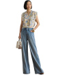 Floral Ruffle-Trim Georgette Shirt