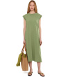 Cap Sleeve Column Dress with Conrast Cuffs