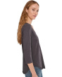 3/4 Sleeve V-Neck Tee with Curved Hem