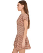 Boatneck Drop Waist Mini Dress with Smocked Bodice