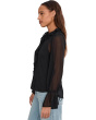 Long Sleeve Ruffle Front Woven Shirt