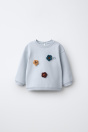 Zara ТОЛСТОВКА С ЦВЕТОЧНОЙ АППЛИКАЦИЕЙ КРЮЧКОМ бледная