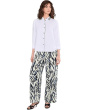 31" Indigo Crosshatch Linen Wide Leg Pants